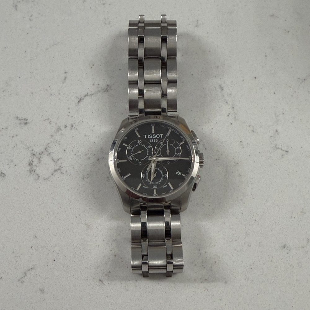 Tissot Black Dial Silver Band Watch